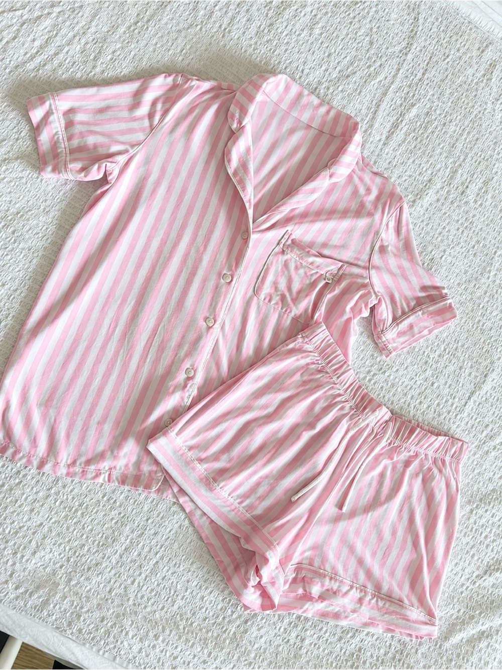 Victoria Secret Classic Pink Striped Short Pajama Set
